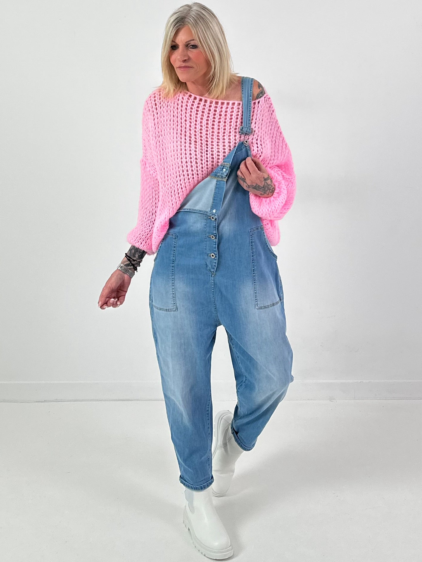 Grof gebreide trui model "Balloon Bubble" - roze