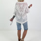 Boho Tunic with Crochet Appliqués - White