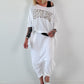 Sweatshirt Baggy met pijpverzameling - wit
