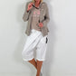Leinen Blazer mit Zierknöpfen und Ripp-Details - taupe