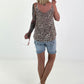 Top Dolce Vita mit kleinem Leo-Muster - taupe-beige-mehrfarbig