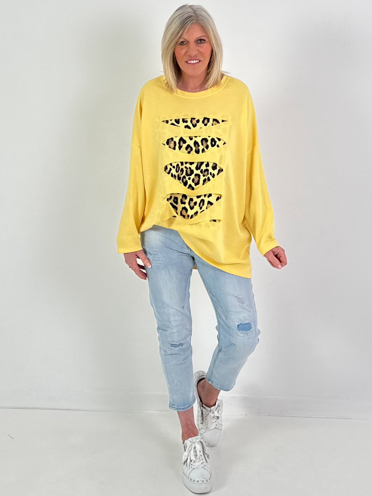 Sweater with cut-outs - yellow