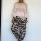 Cozy striped sweater - beige-rose
