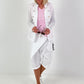 Leinen Blazer mit Zierknöpfen und Ripp-Details - weiss