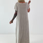 Maxi Kleid mit fransigen Abschlüssen - beige