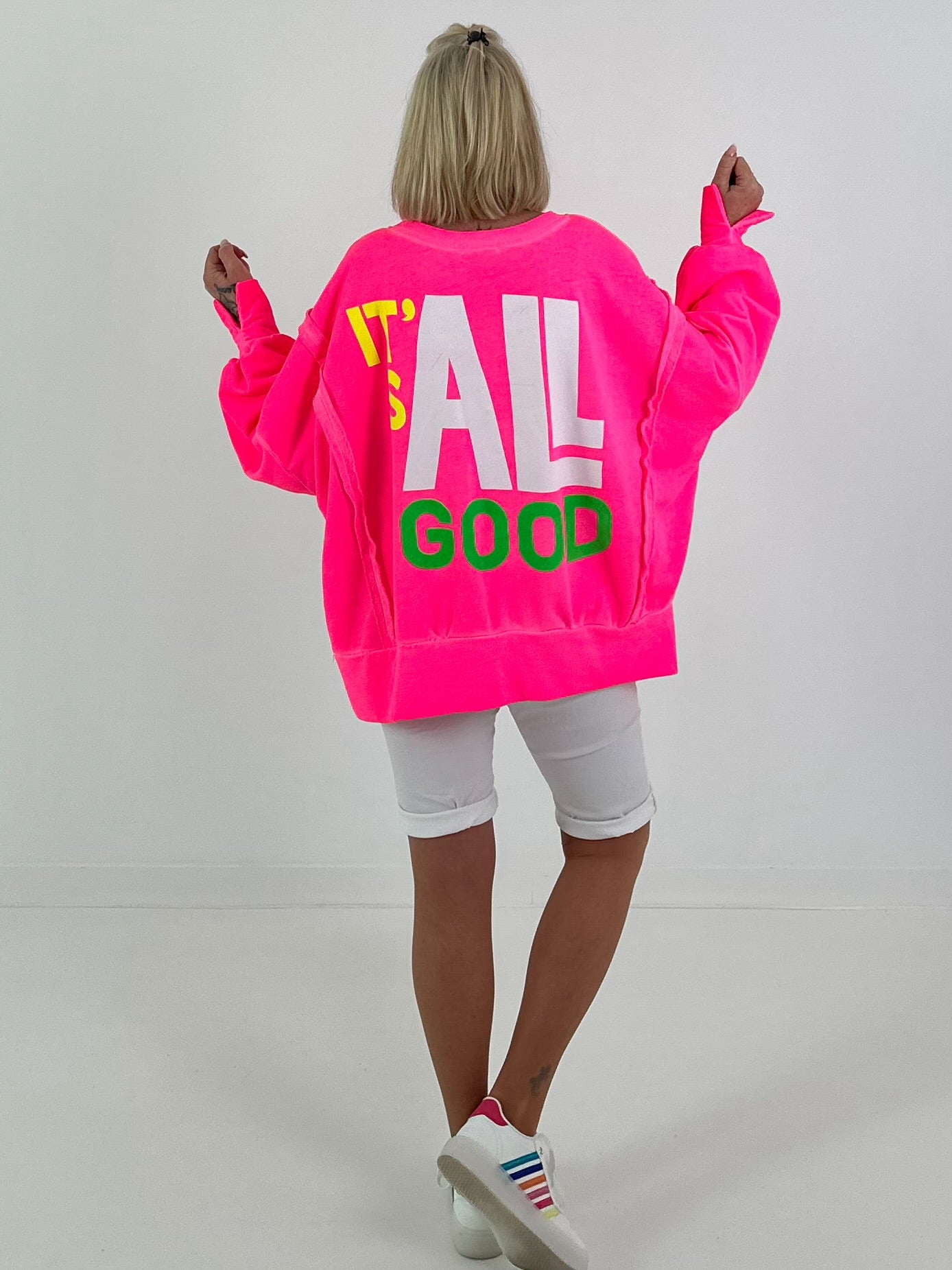 Sweater It's All Good - neon pink