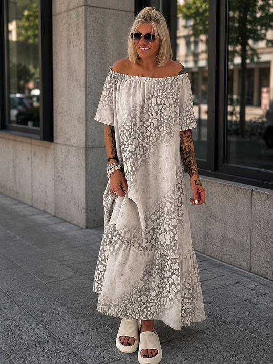 Carmen Sommerkleid mit Muster - beige