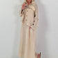 Sleeveless linen dress with crochet insert - beige