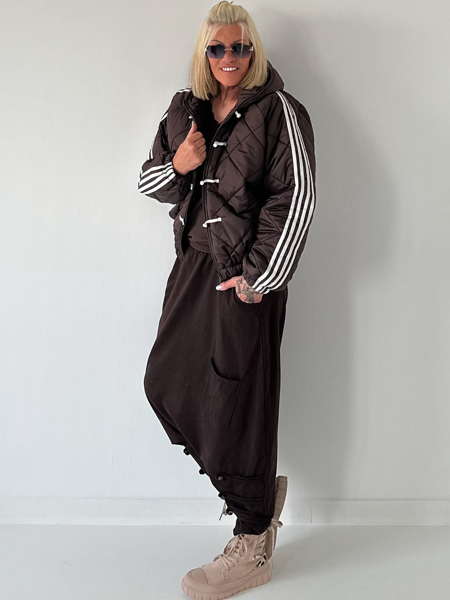 Bomberjacke mit Kapuze - mokka