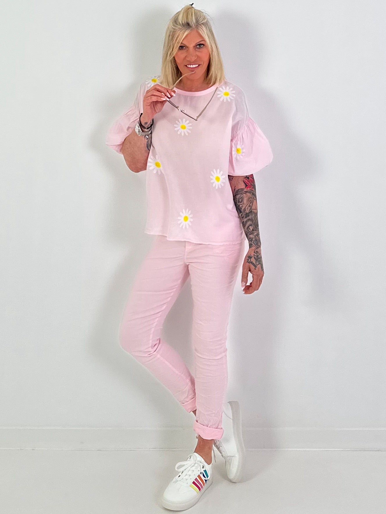 Blouse met pofmouwen - roze