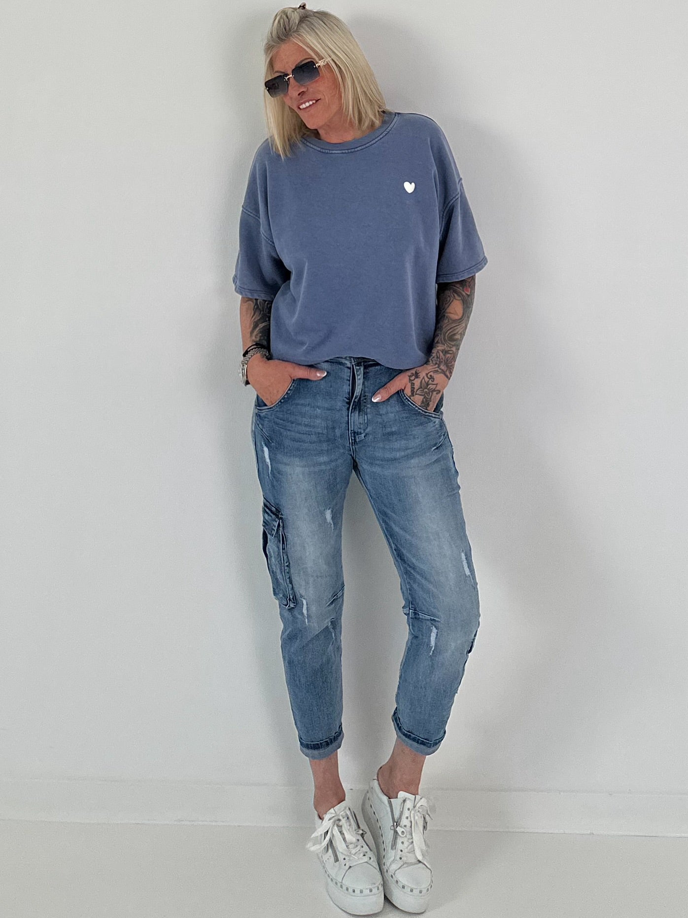 Sweater stone washed  - blau