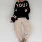 Sweater mit Strickeinsätzen - schwarz