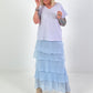 Striped Fine Knit Shirt - light blue-pink