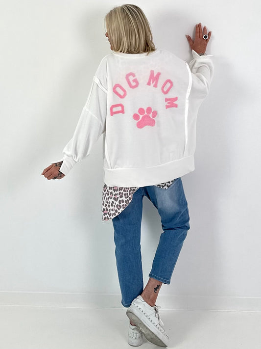 Oversized Sweater Dog Mom - weiss