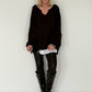Oversized Sweater mit V-Neck und Inside-Out-Nähten - mokka ( lieferbar ab ca. 16.10.26)