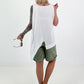 Top with cut-out and asymmetrical hem - white