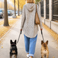Lässiger Leo Long Hoodie mit Daumenloch - beige