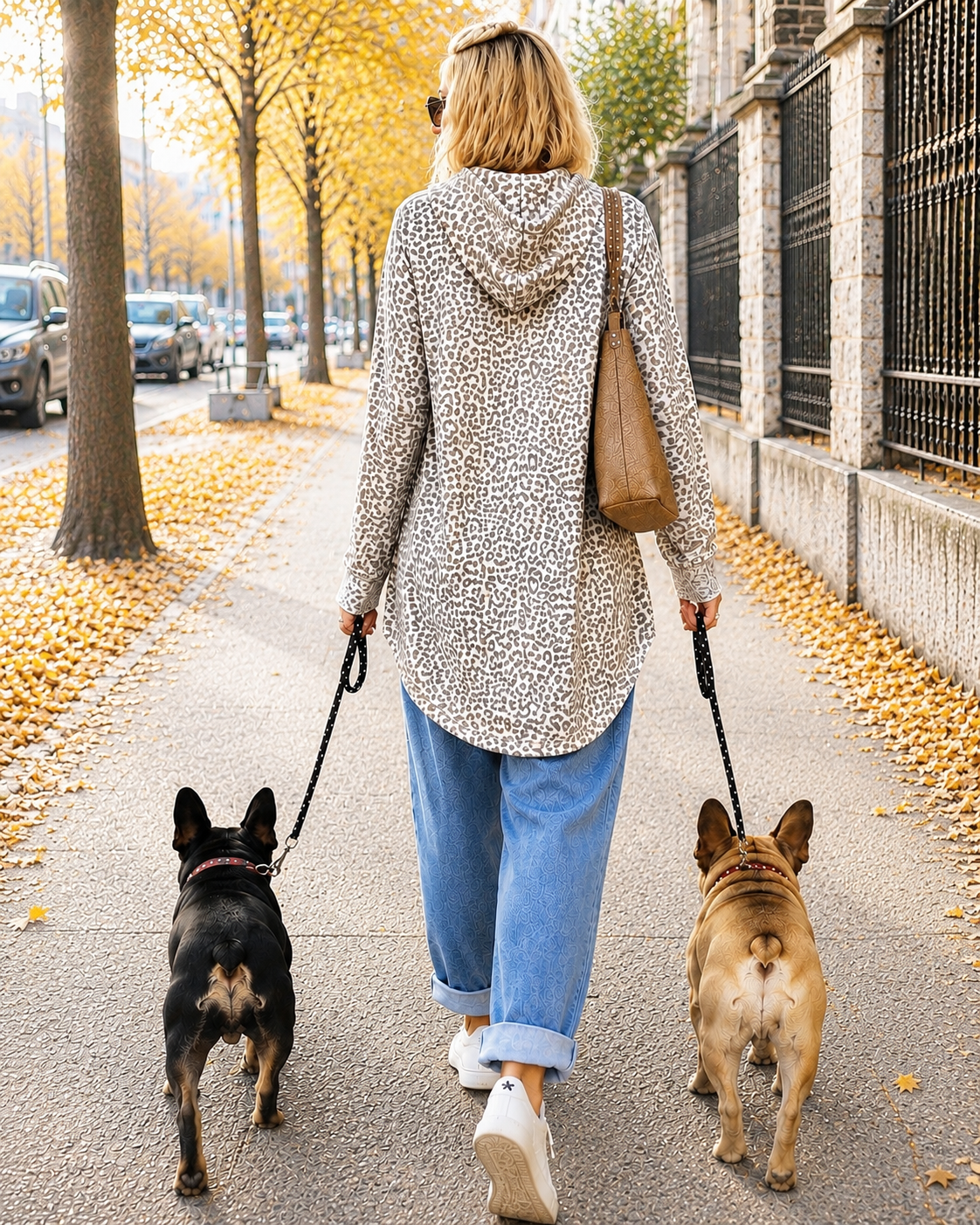 Lässiger Leo Long Hoodie mit Daumenloch - beige