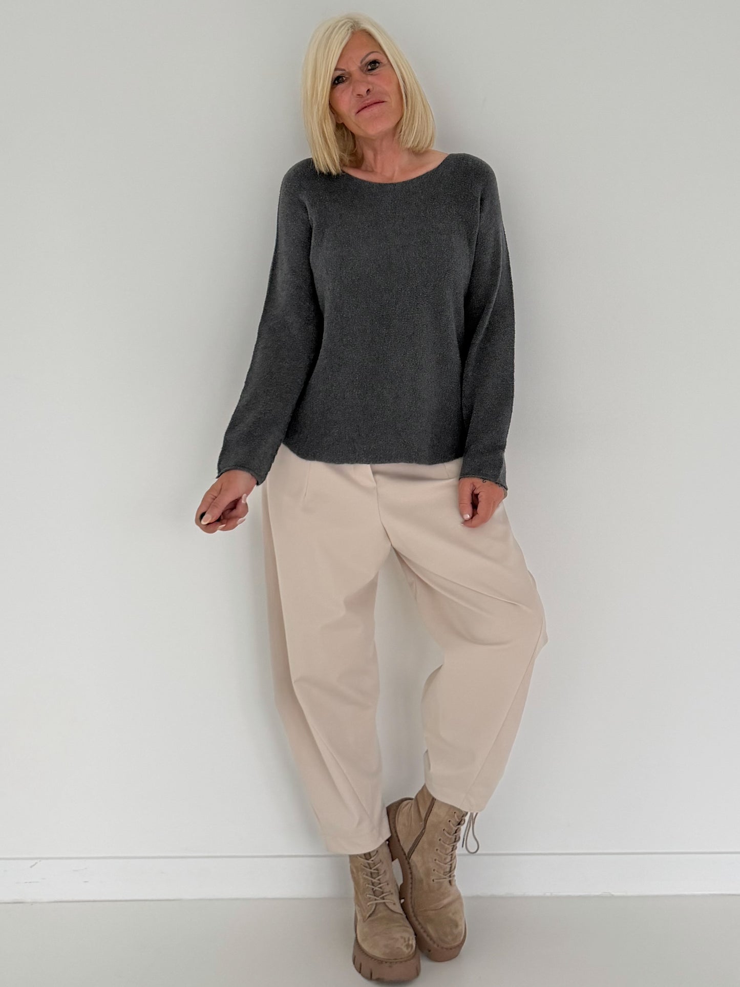 Weicher Basic Pullover - anthrazit
