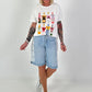 Sweat T-Shirt mit Print - weiss