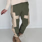 Sweathose im Materialmix - oliv-beige