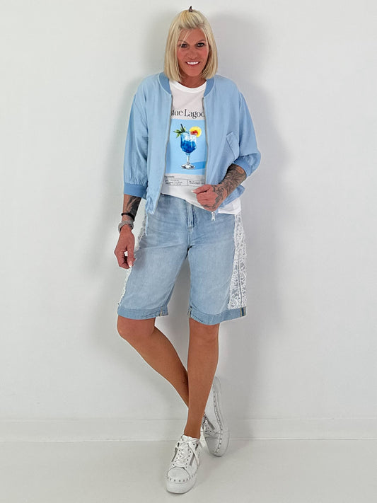 Leichter Blouson mit Bindedetail - hellblau