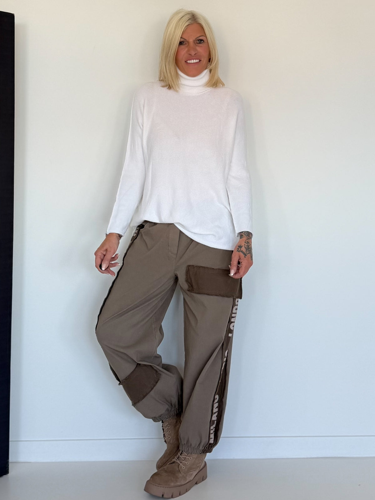 Basic Rollkragenpullover - weiss