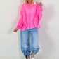 Tunic with flounce hem - neon pink