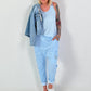 Baggy Jeans with Statement Patch - light blue