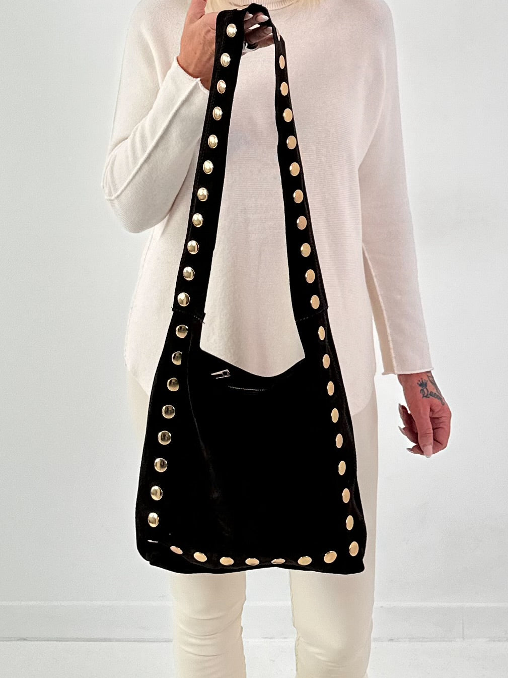 Suede bag model "Nomad" - mocha