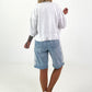 Lightweight blouson with tie detail - white