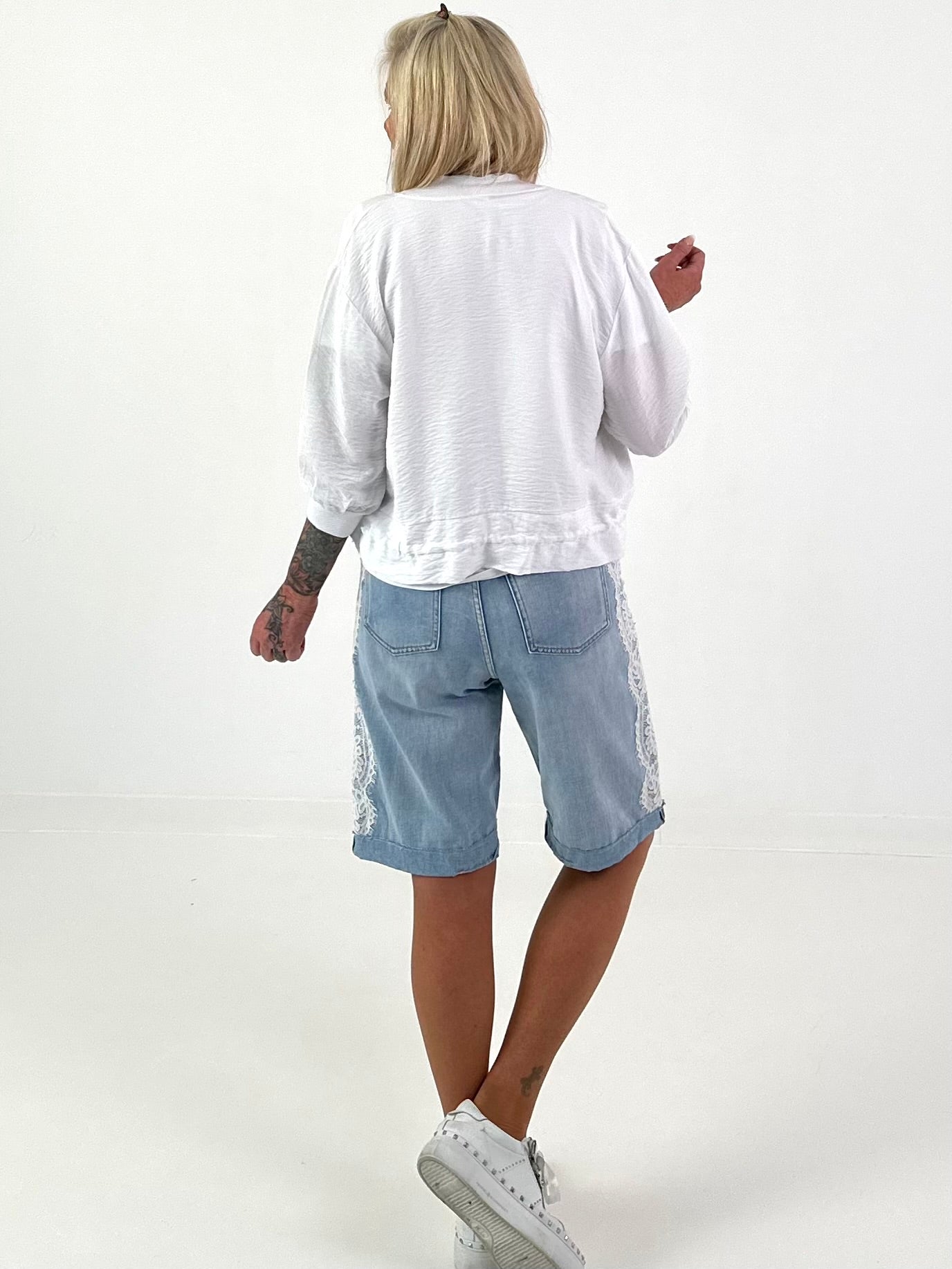 Lightweight blouson with tie detail - white