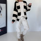Strickjacke mit Blockstreifen - schwarz-beige
