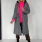 Mantel in Teddy-Curl-Optik und Neon-Akzenten - grau