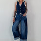 Jeans mit weitem Bein - denim