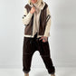Lamb nappa imitation jacket with knitted sleeves model "Jana" - mocha