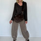Basic Shirt mit V-Neck - mokka