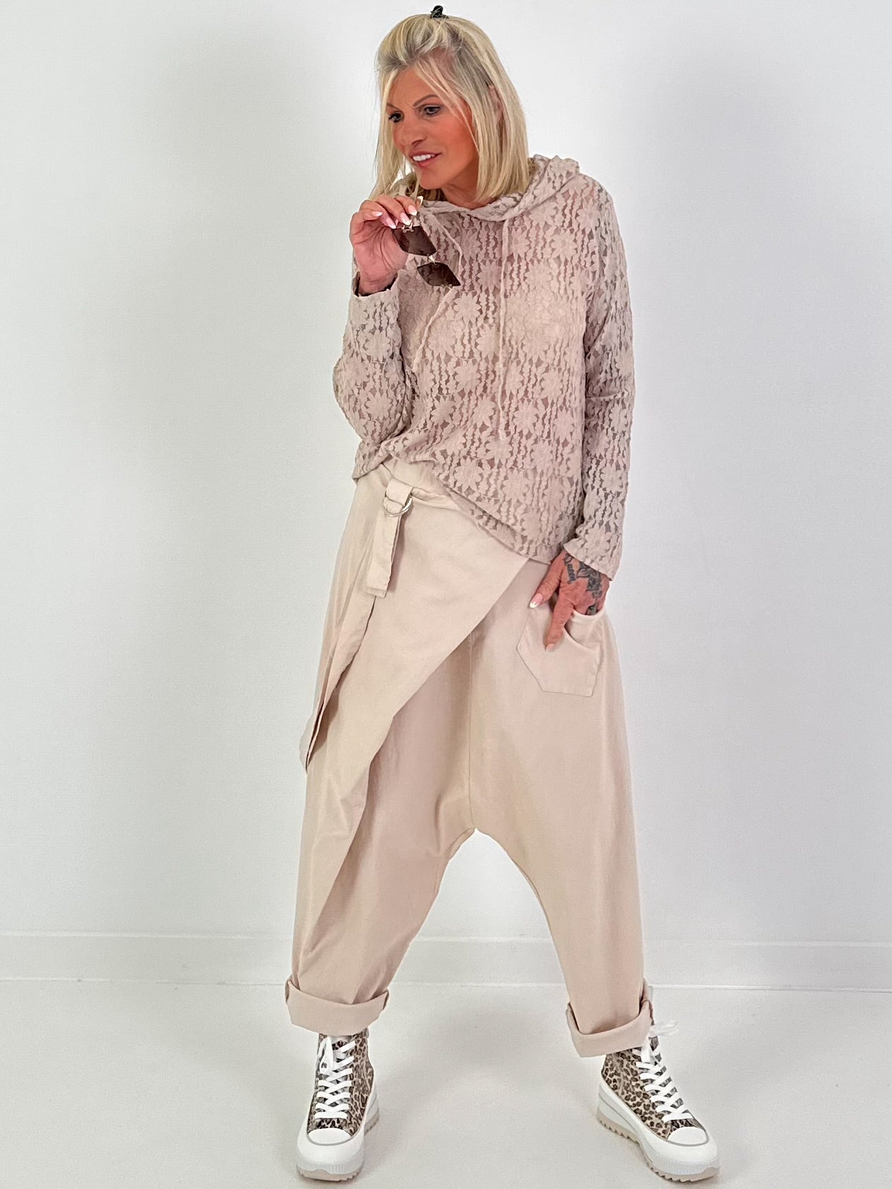 Light Lace Hoodie - beige