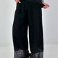 Wide-leg linen trousers - black