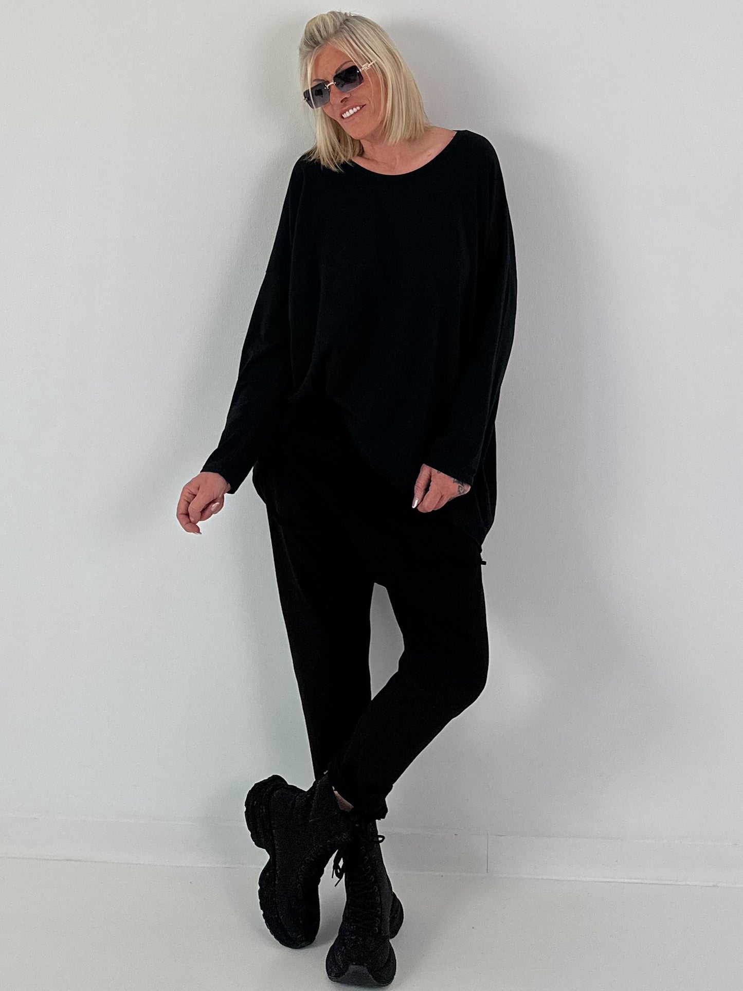 Oversized stone washed t-shirt - black
