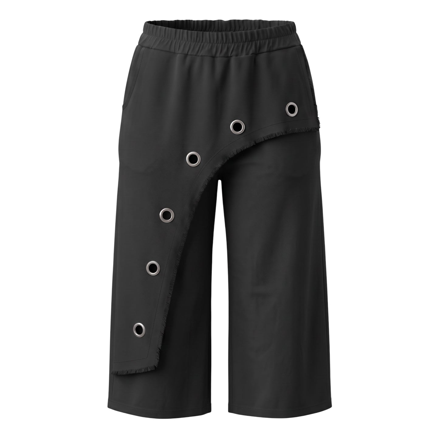 Hose mit Overlay und Metallösen - schwarz