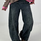 Lässige Wide Leg Jeans mit besonderen Nähten - used black