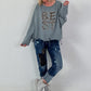 Oversized Sweatshirt mit aufwendigen Details - grau