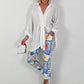 Lange blouse met strikband - wit
