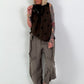 Polka dot top with ruffled collar - chocolate dark brown