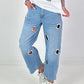 Jeans with large eyelets - denim
