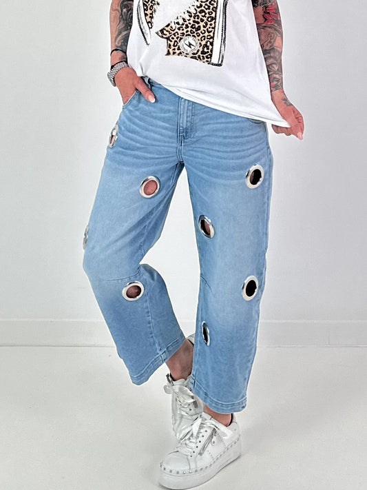 Jeans mit großen Ösen - denim