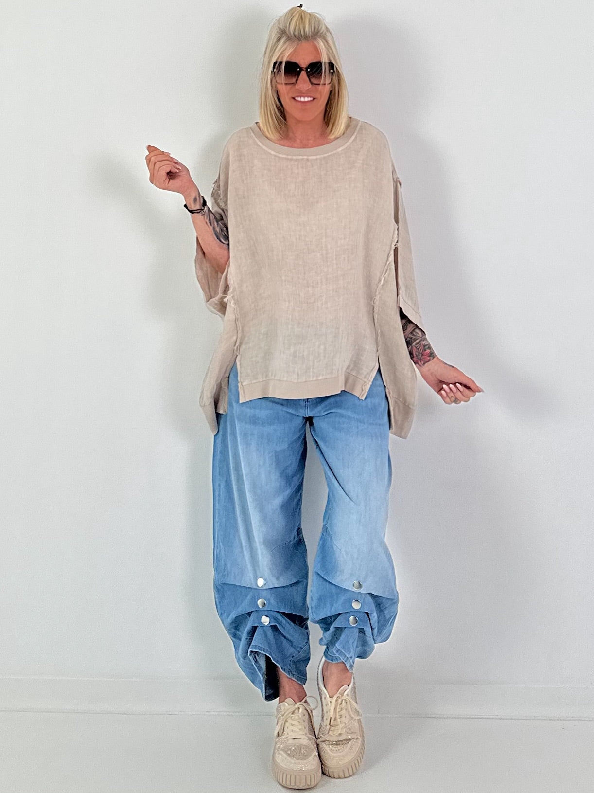 Oversized Linen Shirt - beige