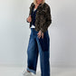 Leopard print denim jacket - multicolored