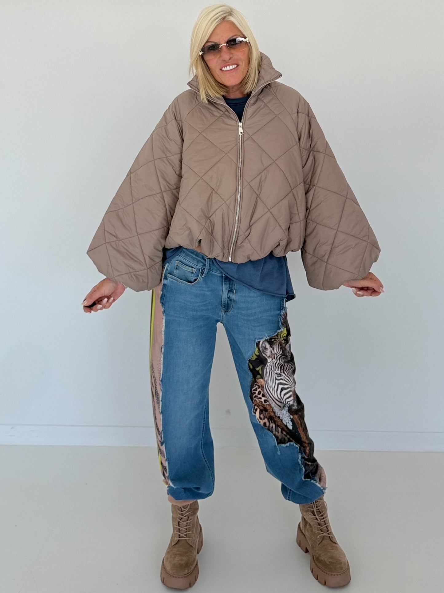 Jacke mit Puffärmelchen - taupe